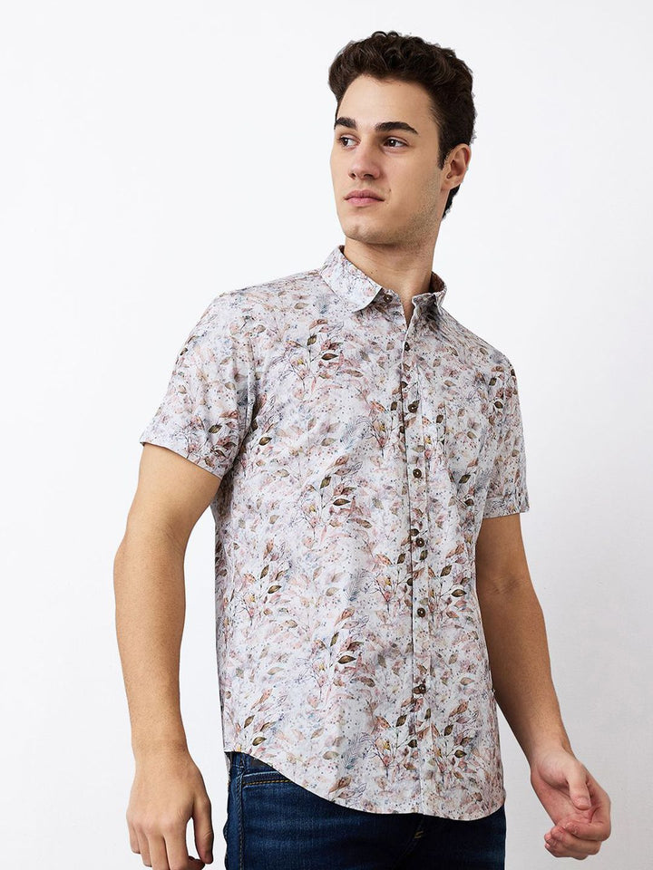 SPYKAR Men Slim Fit Spread Collar Floral Printed Cotton Casual Shirt