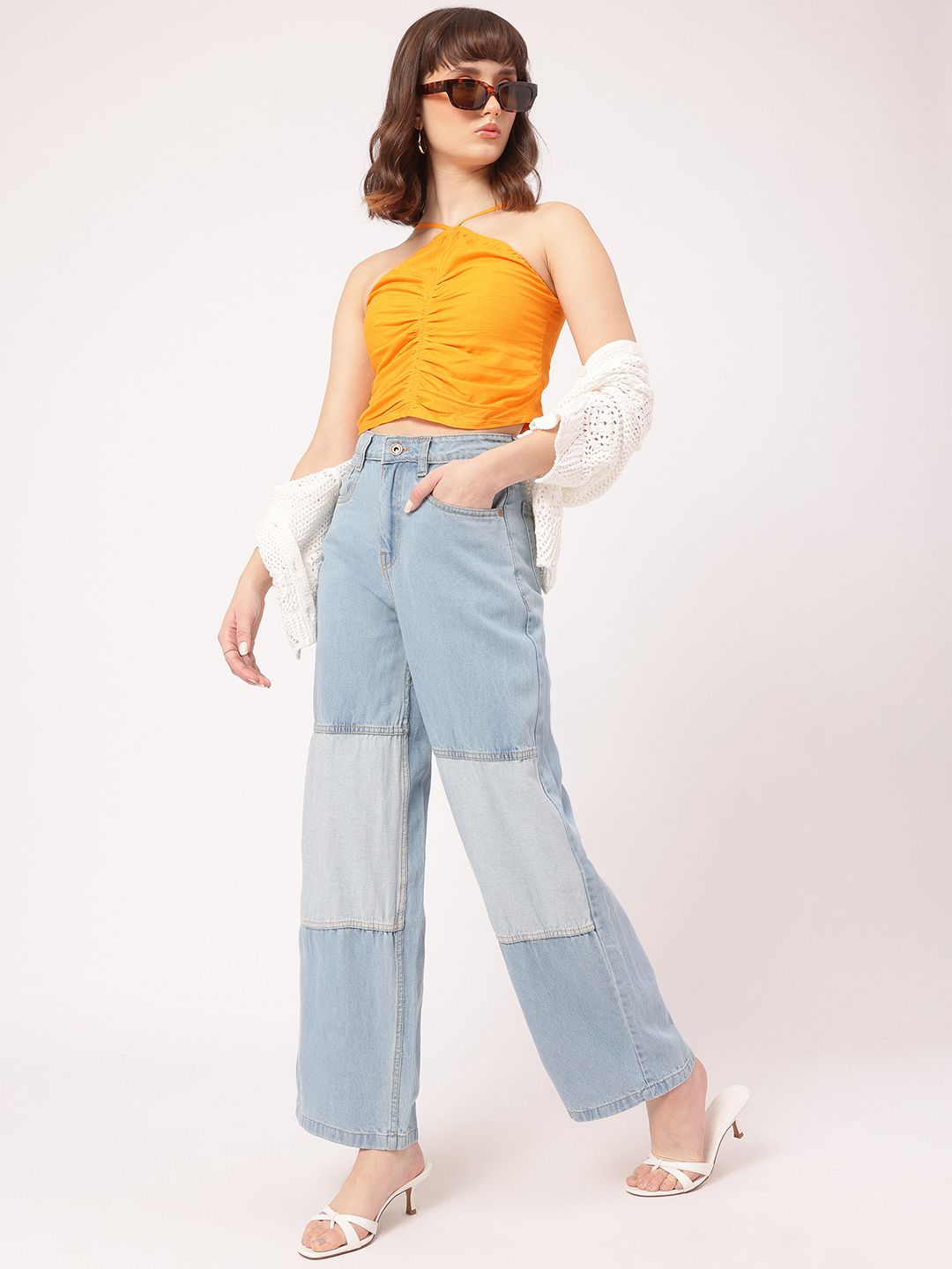 DressBerry Y2K Glam Ruched & Smocked Crop Top
