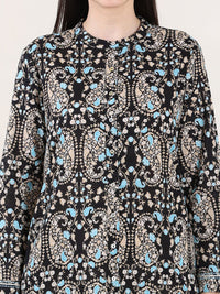 W Mandarin Collar Embroidered Tunic