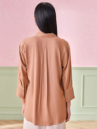 AND Women Solid Shirt Collar Top