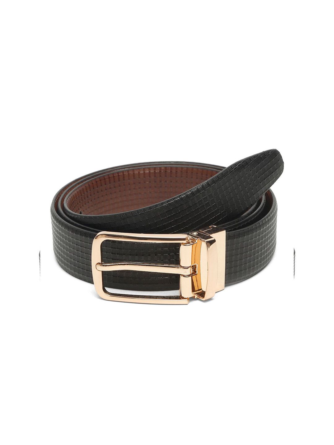 Teakwood Leathers Men Textured Leather Reversible Formal Belt
