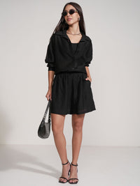Tokyo Talkies Collar Neck Shirt With Shorts Co-Ords