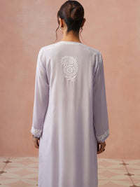 Rumah Wanita Chikankari Motif Etnik Bersulam Kurta Chikankari