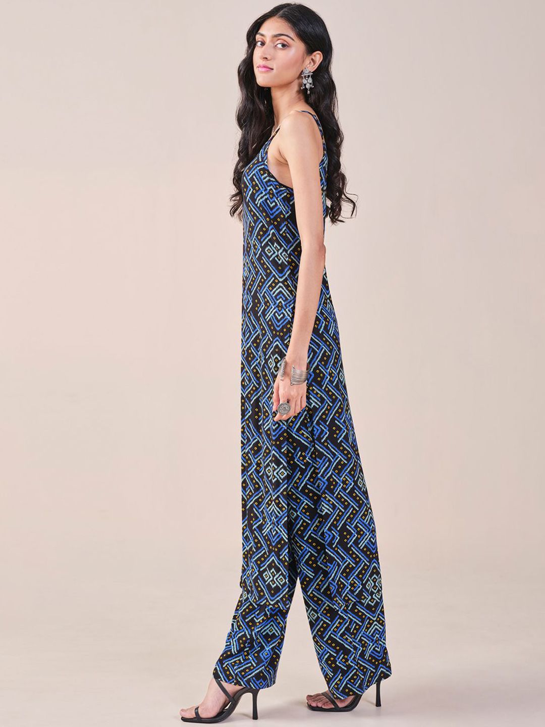 Global Desi Printed Shoulder Straps Kurta with Trousers