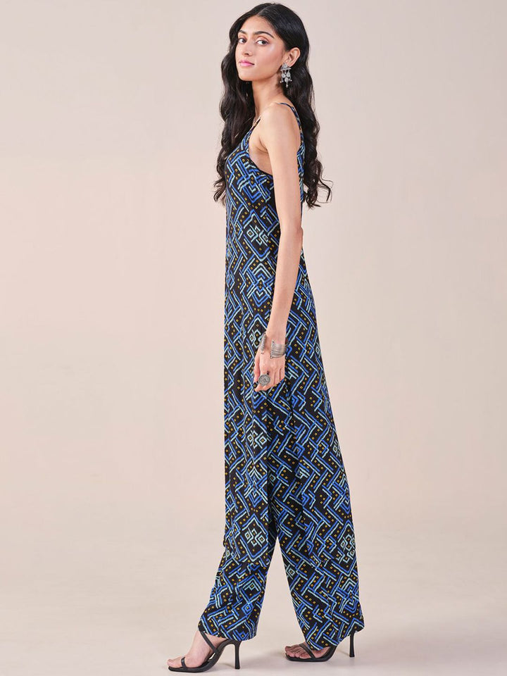 Global Desi Printed Shoulder Straps Kurta with Trousers