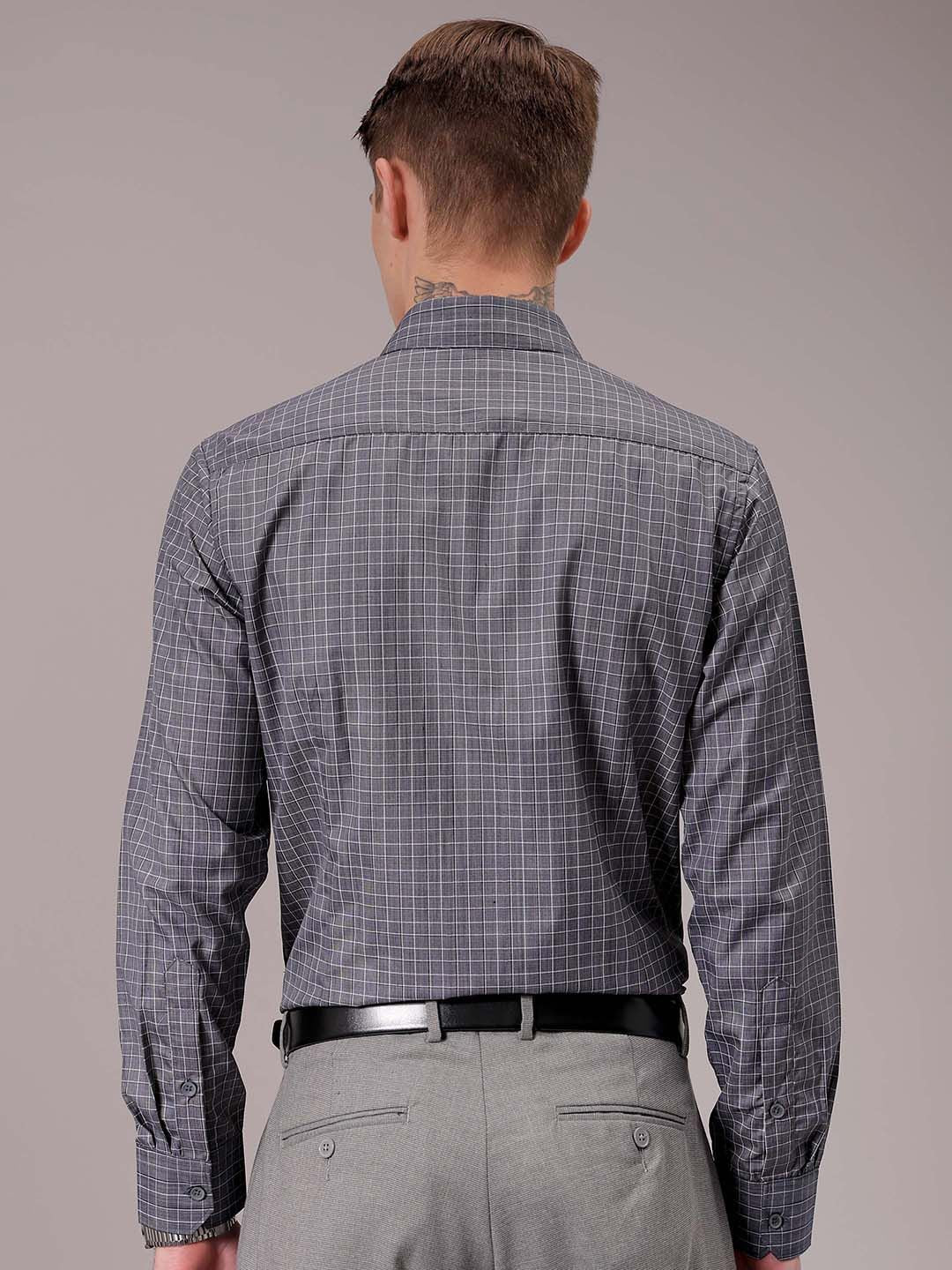 The Indian Garage Co. X Luxe Men Spread Collar Micro Checked Slim Fit Formal Shirt