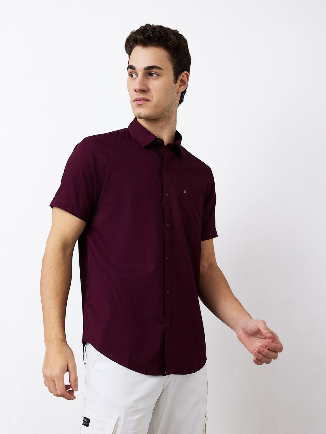 SPYKAR Men Spread Collar Solid Cotton Casual Shirt