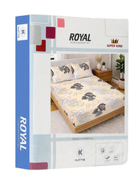 KLOTTHE Beige Floral  300 TC Super King Fine Bedsheets