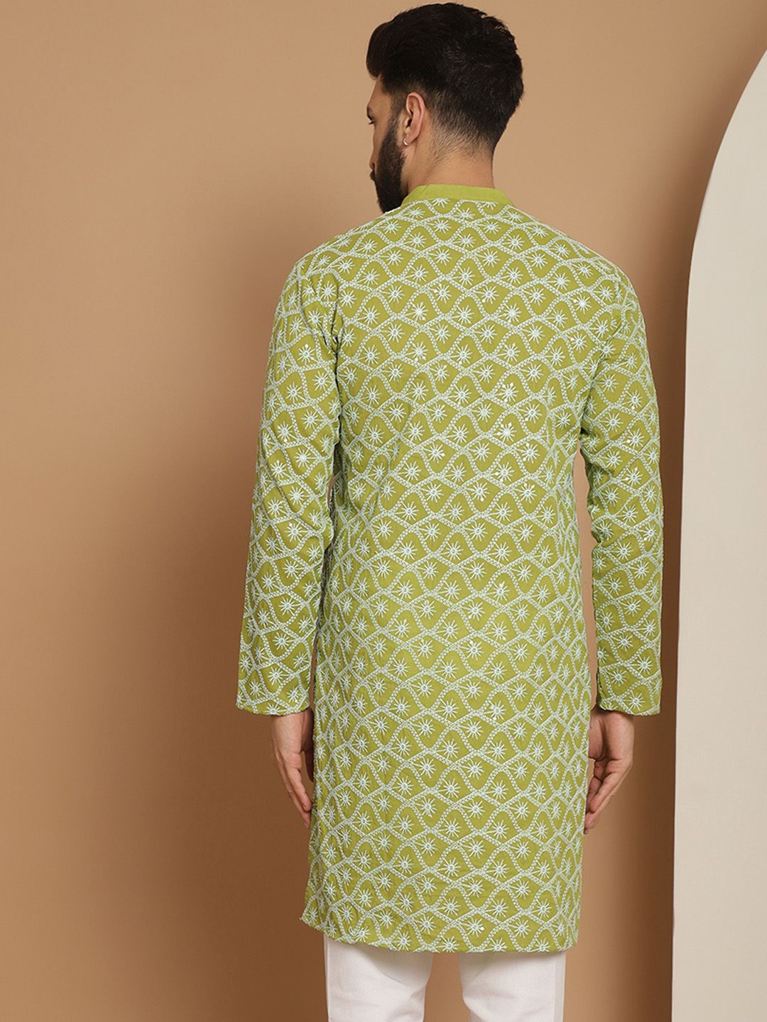 Anouk Men Green Printed Mirror Work Kurta
