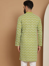 Anouk Men Green Printed Mirror Work Kurta