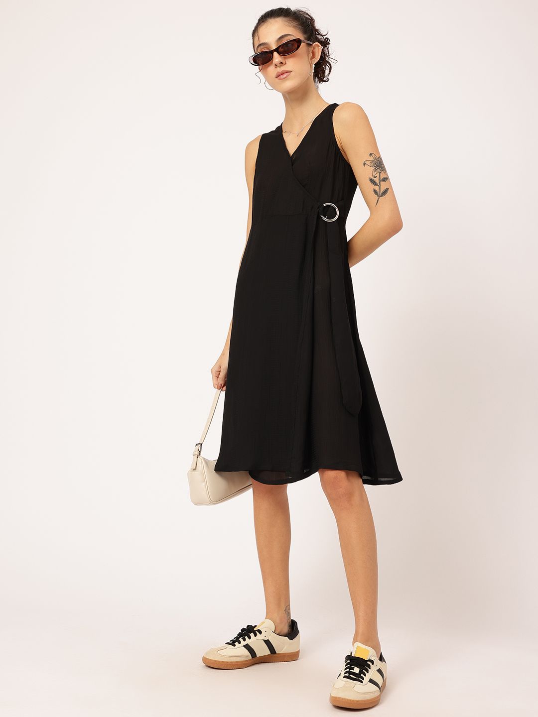 DressBerry Feminine Luxe Self-Designed A-line Dress with Belted Hoop