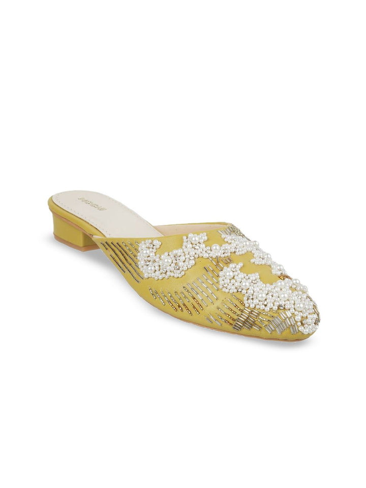 Mochi Women Woven Design Mules Flats