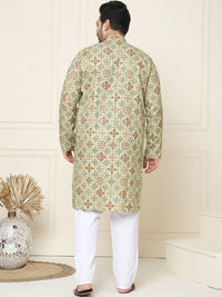 SOJANYA PLUS Motif Etnik Bercetak Linen Kapas Kurta Lurus dengan Piyama