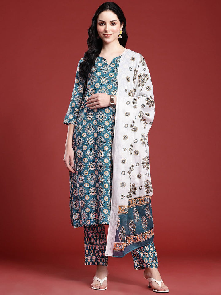 Anouk Ethnic Motifs Printed Kurta with Trousers & Dupatta