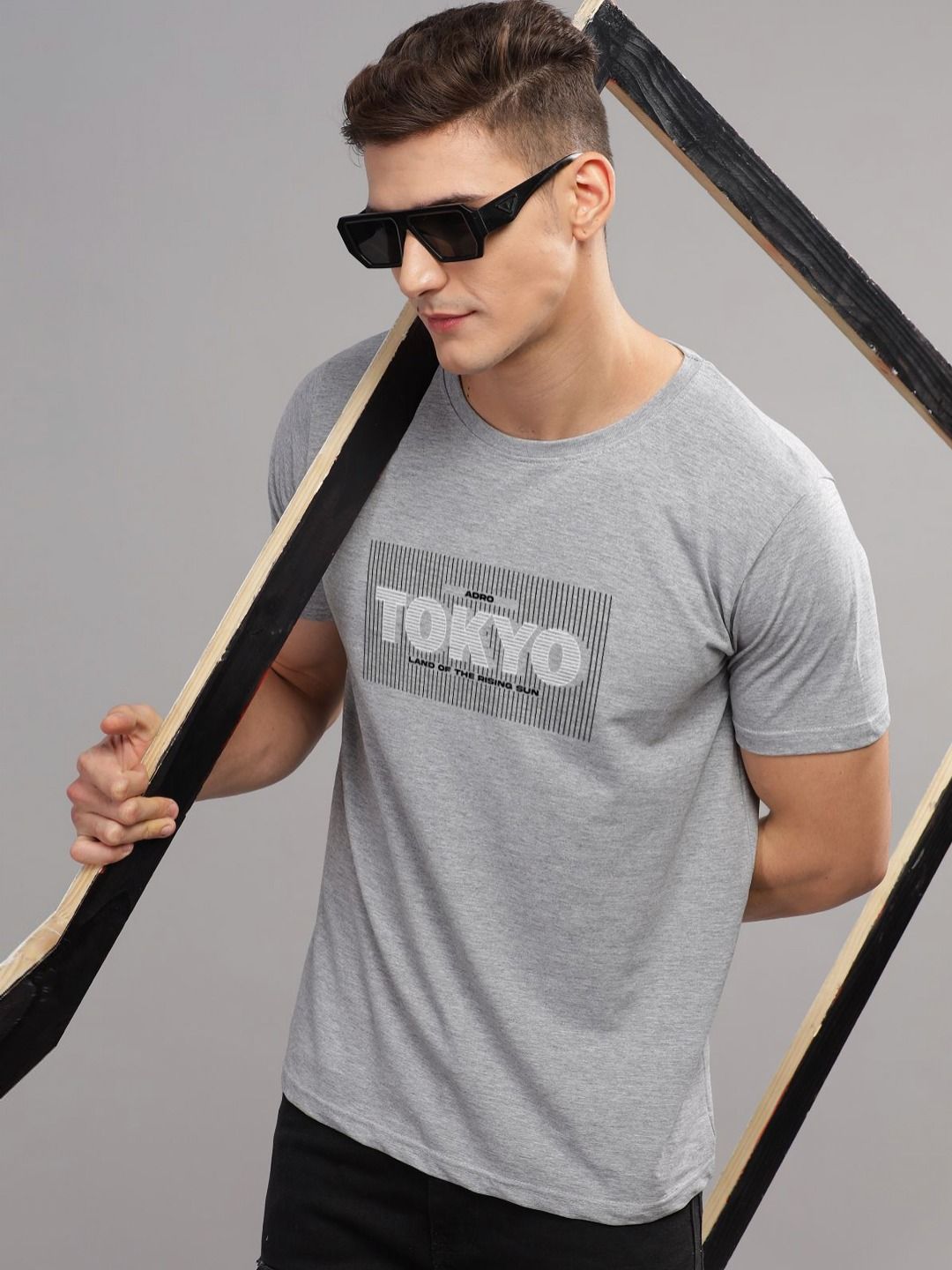 ADRO Typography Printed Round Neck Cotton T-shirt