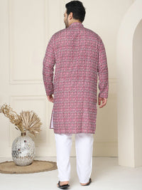 SOJANYA PLUS Ethnic Motifs Band Collar Straight Kurta With Pyjamas