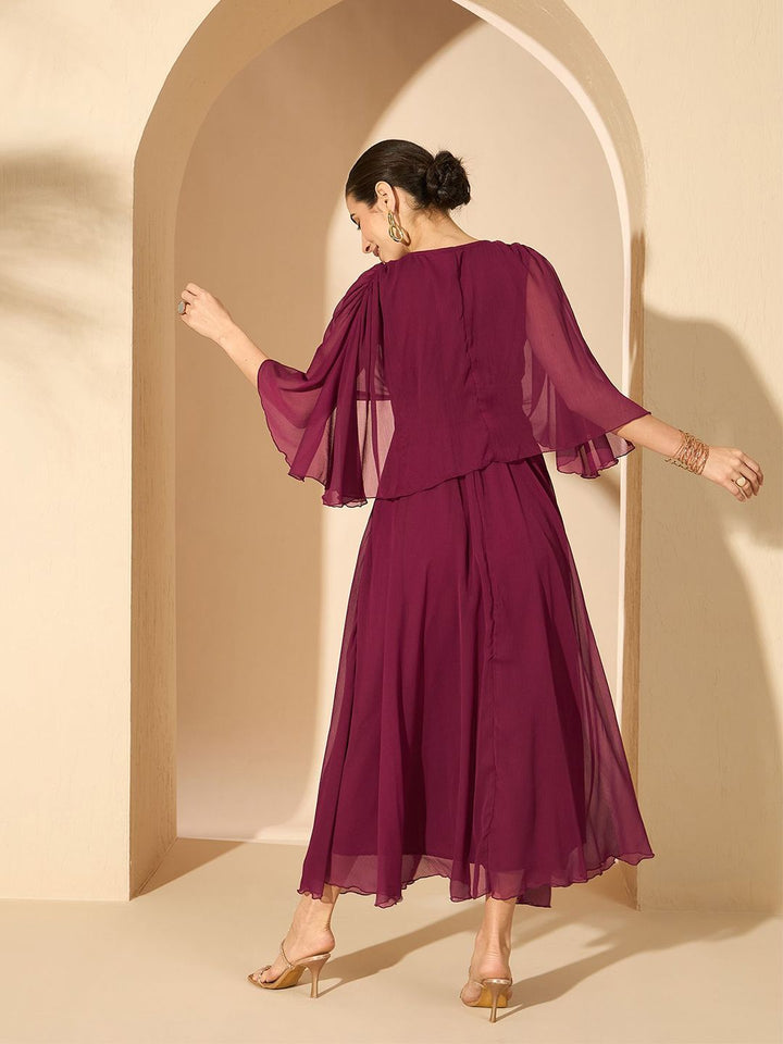 Antheaa Women Embellished Flared Sleeve Fit and Flare Dress