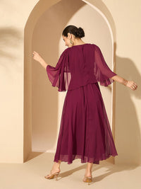 Antheaa Women Embellished Flared Sleeve Fit and Flare Dress