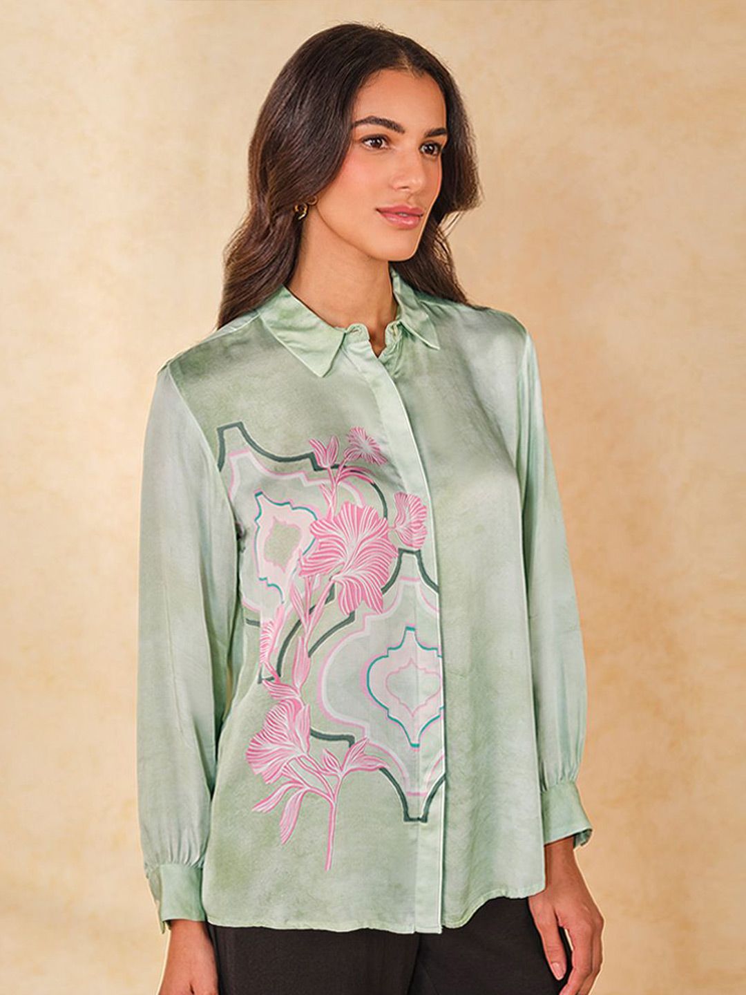 AND Floral Print Shirt Style Top