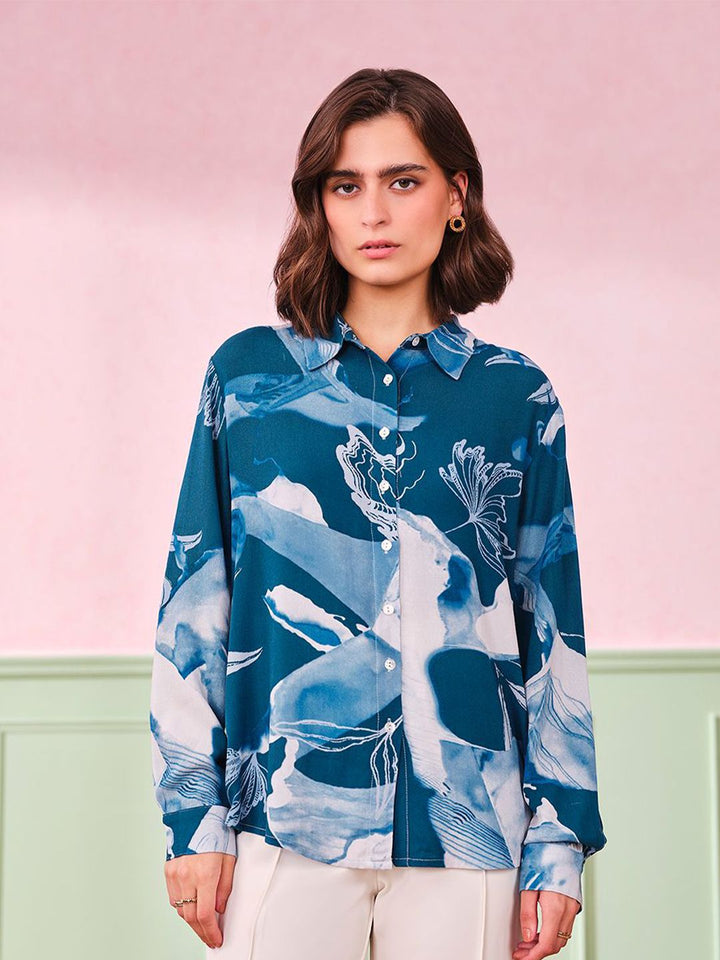 AND Floral Print Shirt Style Top