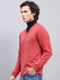 Monte Carlo Men Solid V Neck Full Sleeve Pullover