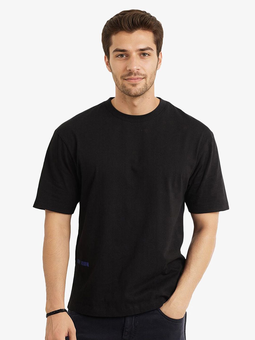 RARE RABBIT Men Printed Applique T-shirt