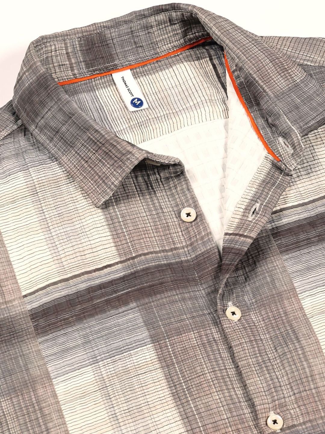 Thomas Scott Men Premium Slim Fit Tartan Checks Opaque Checked Casual Shirt