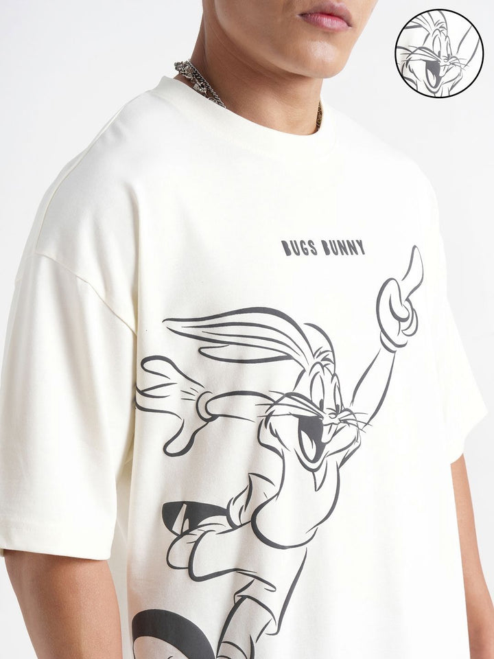Highlander Looney Tunes Bercetak Lengan Khotbah Leher Leher Bulat