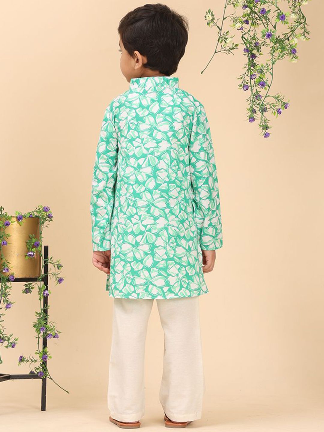Cutiekins Boys Floral Printed Kurta with Pyjama
