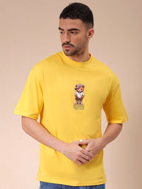 The Indian Garage Co Men Graphic Printed Round Neck Pure Cotton Oversized T-shirt