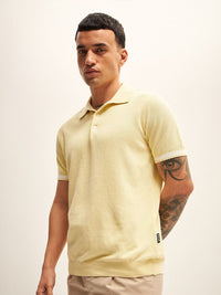 THE BEAR HOUSE Self Design Polo Collar T-Shirt