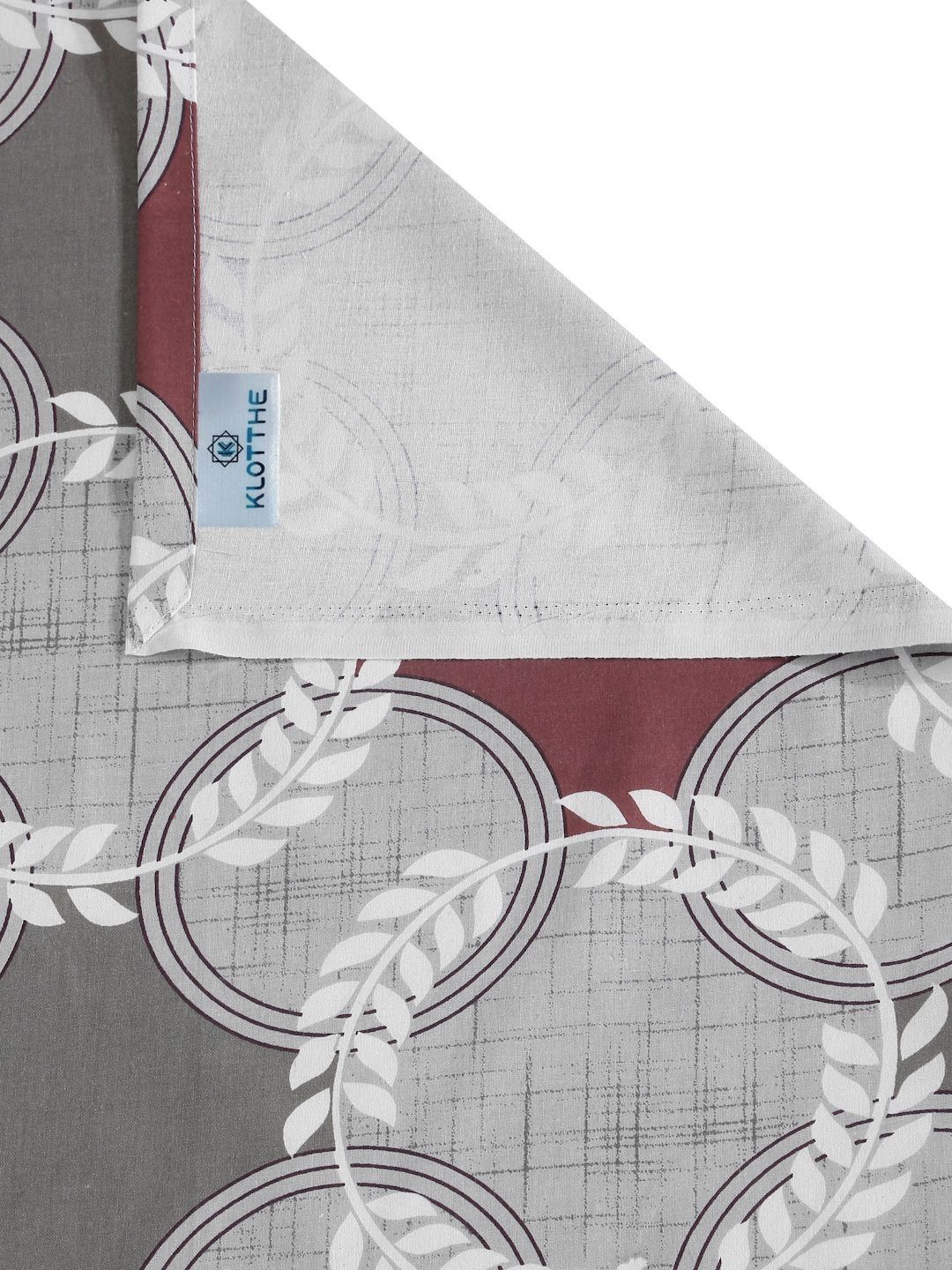 KLOTTHE Grey Geometric Flat 400TC Pure Cotton Double King Bedsheet with 2 Pillow Cover