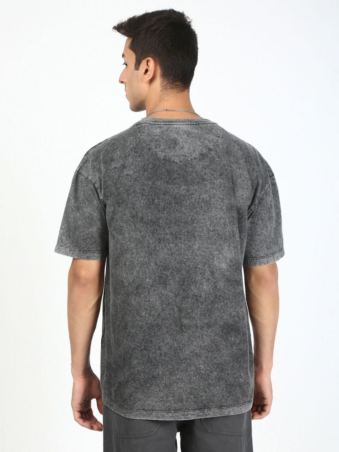 Bene Kleed Men Typography Printed Acid Wash Cotton Oversized T-shirt