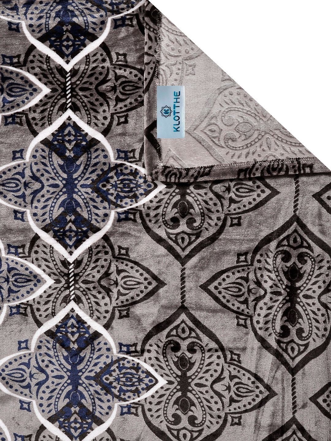 KLOTTHE Grey Geometric Printed 300 TC Single Bedsheet with 1 Pillow Cover
