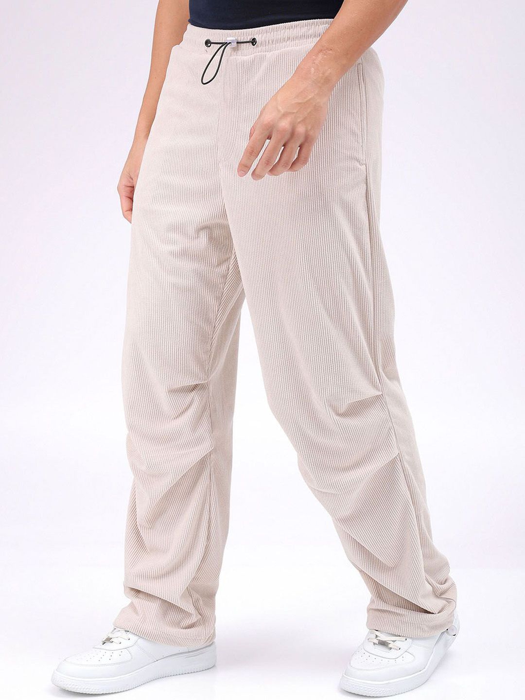 The Indian Garage Co Men Textured Tapered Fit Joggers Trousers