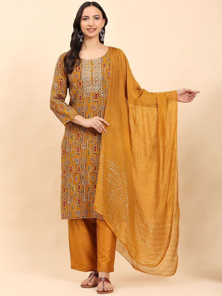 Mamicha Women Floral Printed Regular Pure Cotton Kurta with Palazzos & With Dupatta