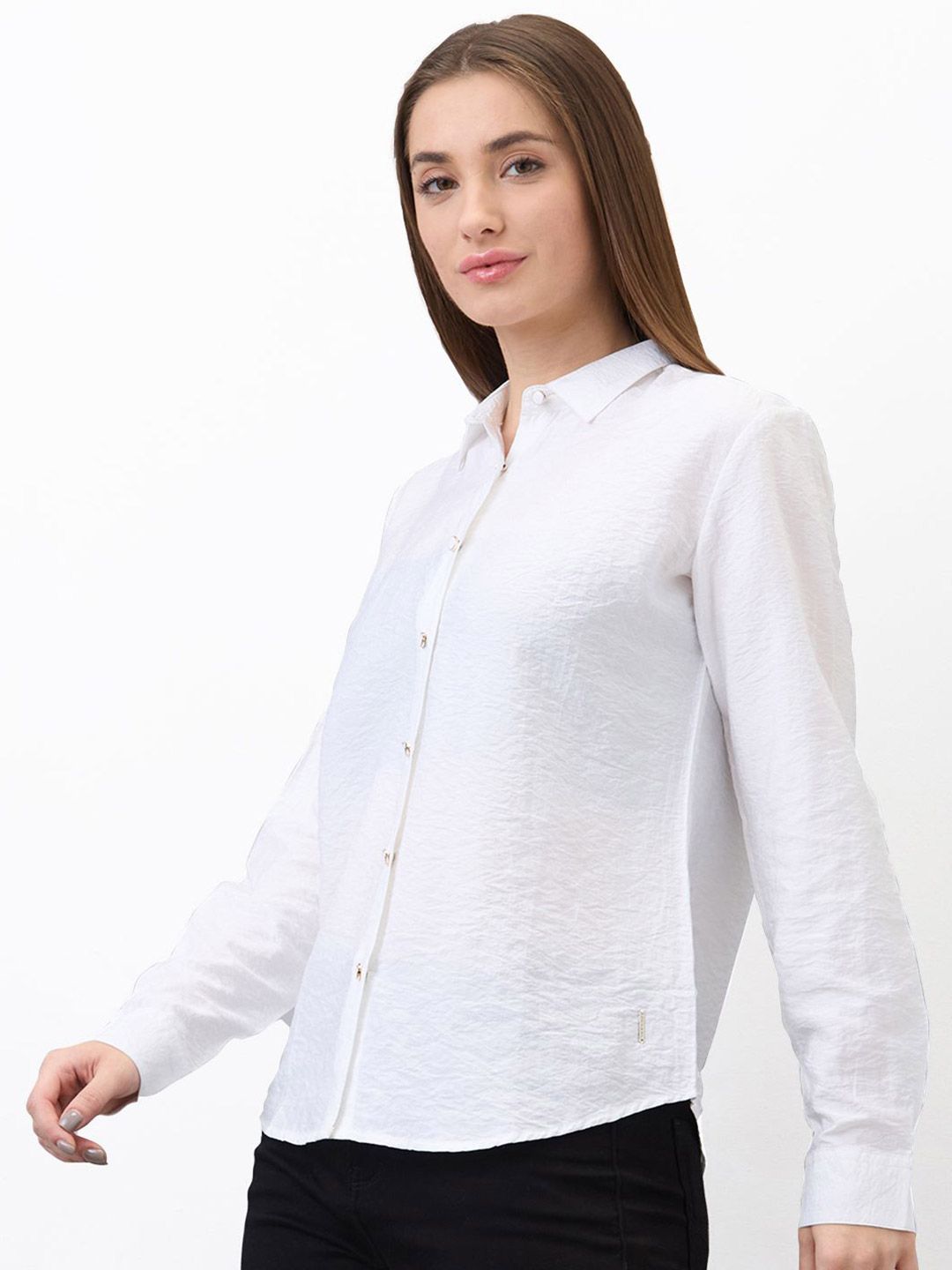 SPYKAR Women Spread Collar Textured Casual Shirt