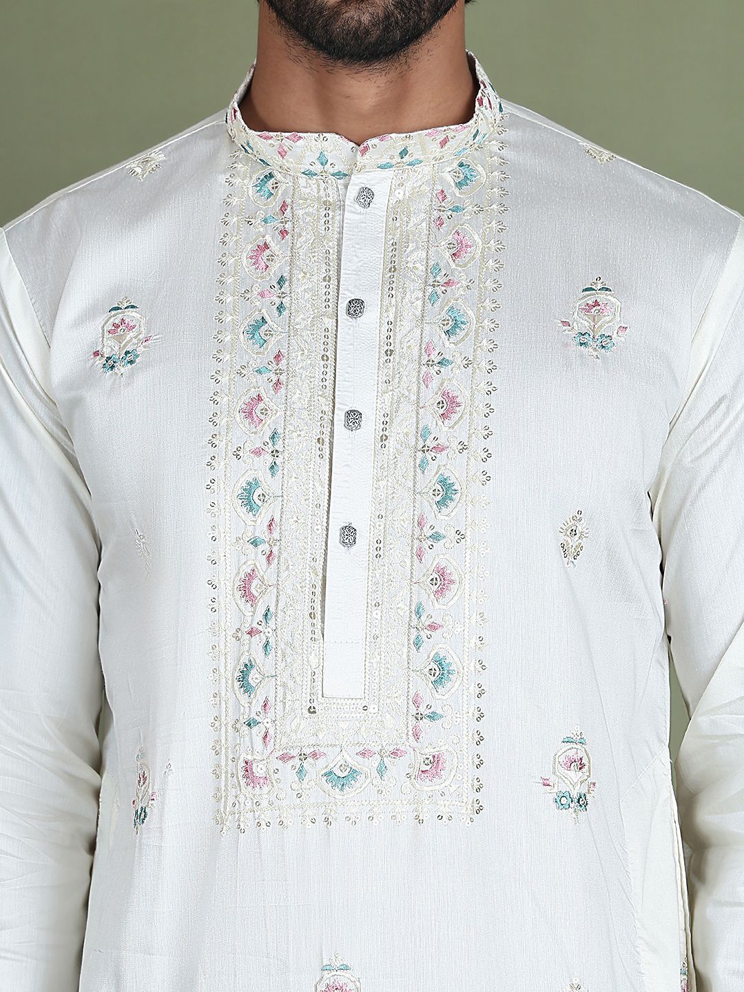Jompers Ethnic Motifs Printed Sequined Embellished Straight Kurta with Trouser