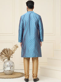 SOJANYA Geometric Woven Design Mandarin Collar Kurta With Churidar & Nehru jacket