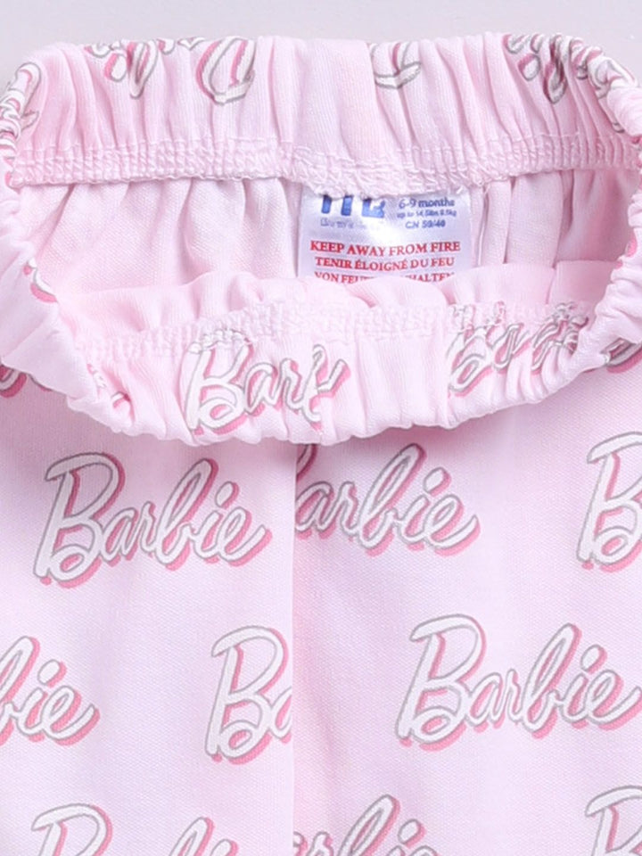 Moms Love Infant Girls Barbie Printed Pure Cotton Night suit