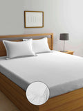 Myntra Elegant Homes White Striped 300 TC Bedsheet dengan 2 Sarung Bantal