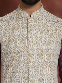Anouk Geometric embroidered Mandarin Collar Long Sleeves Cotton Kurta