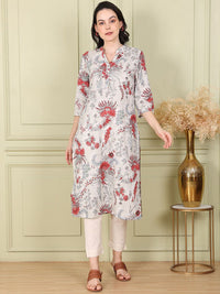 W Women Floral Printed Thread Work Kurta