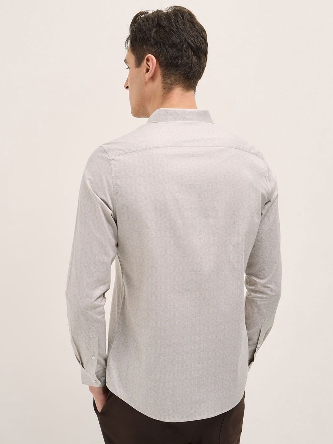 THE BEAR HOUSE Men Spread Collar Geometric Printed Pure Cotton Tailored Fit Formal Shirt