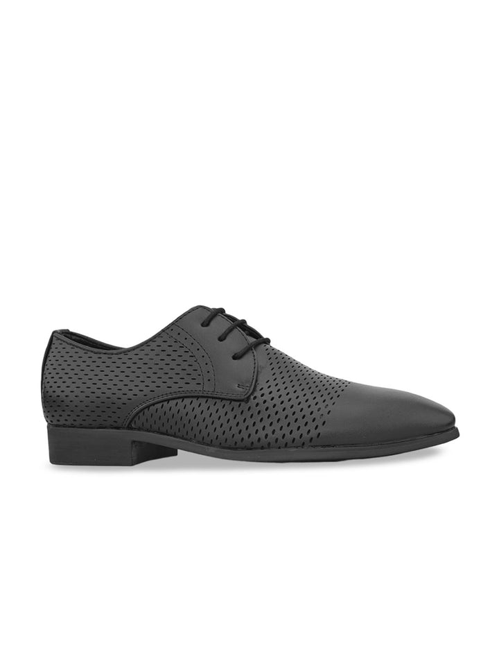 House of Pataudi Men Textured Lace-Ups Formal Derbys
