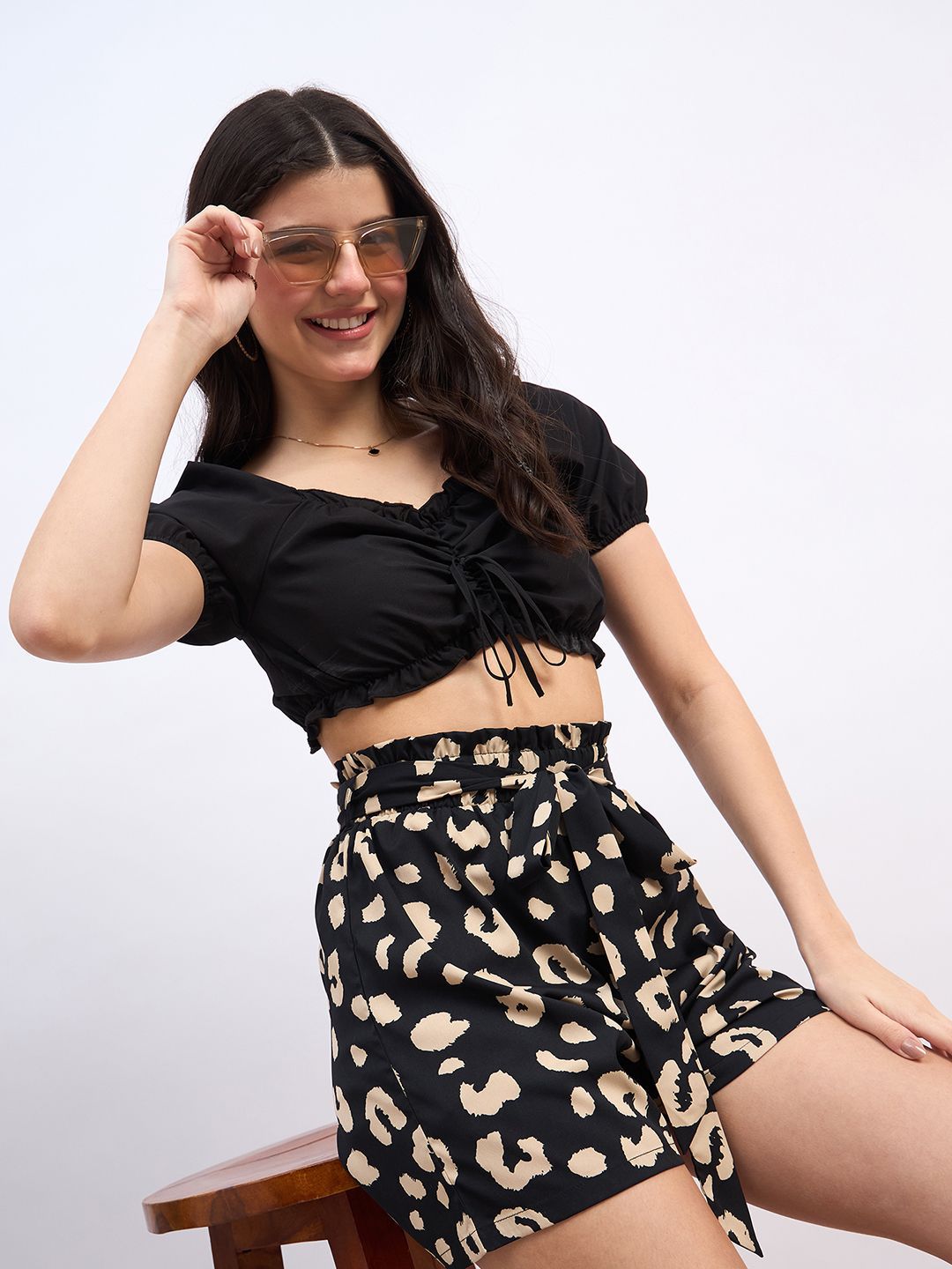 Berrylush Women Animal Printed High-Rise Shorts