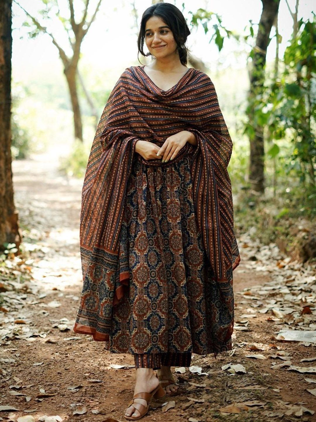 KALINI Women Ethnic Motifs Printed Regular Kurta with Trousers & With Dupatta