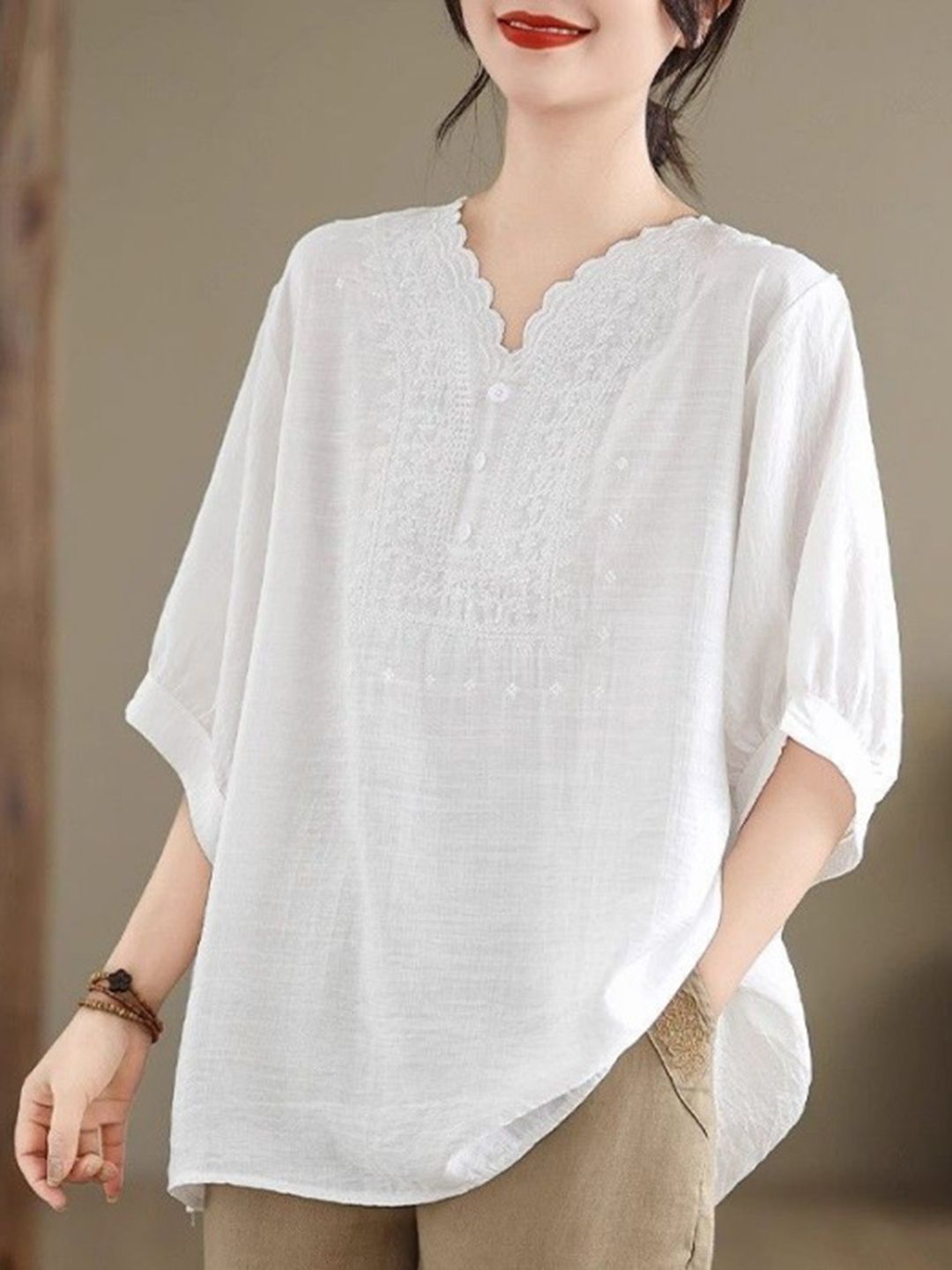 DressBerry Women Embroidered Cotton Regular Top