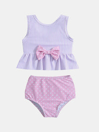YK Girls Striped Top & Briefs Swim Set