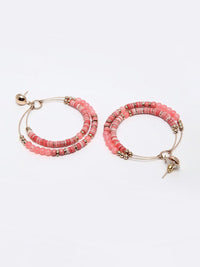 DressBerry X fwd Gold-Toned Circular Contemporary Beaded Drop Earrings